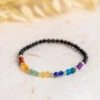 Dainty Chakra Gemstone Bracelet – 4mm Faceted Beads & Sterling Silver Details(Seven Chakra Bracelet Dainty)