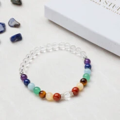 Chakra Gemstone Bracelet With Clear Quartz - 6mm Beads(Chakra Bracelet With Clear Quartz 6mm)