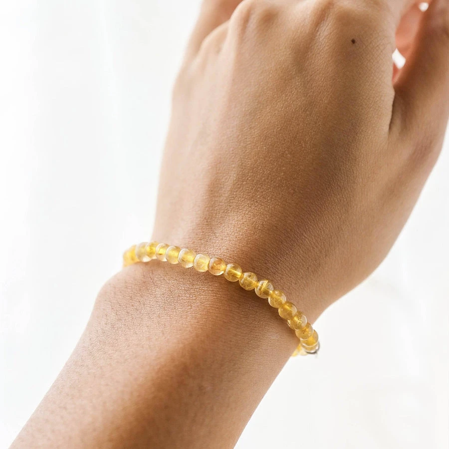Citrine Gemstone Bracelet – 4mm Beads With Sterling Silver Accent(Citrine Healing Bracelet) 3 Citrine Gemstone Bracelet – 4mm Beads With Sterling Silver Accent(Citrine Healing Bracelet) - Image 3