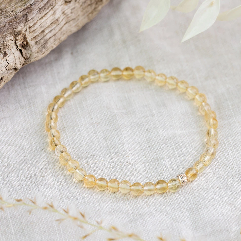 Citrine Gemstone Bracelet – 4mm Beads With Sterling Silver Accent(Citrine Healing Bracelet) 2 Citrine Gemstone Bracelet – 4mm Beads With Sterling Silver Accent(Citrine Healing Bracelet) - Image 2