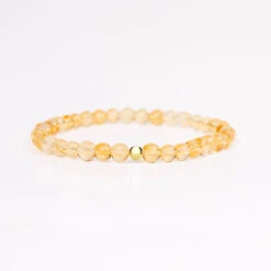 Citrine Gemstone Bracelet – 4mm Beads With Sterling Silver Accent(Citrine Healing Bracelet)