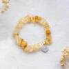 Personalised Citrine Bracelet – Crystal Chips With Engraved Name Charm(Citrine Crystal Chip Bracelet)