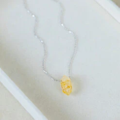 Citrine Double Point Pendant Necklace – Healing Crystal Jewellery For Positive Energy(Citrine Double Point Pendant Positive Energy) -Djuna Jewelry Store citrine necklace 3
