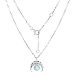 Crescent Moon Necklace With Rainbow Moonstone – Sterling Silver Pendant(Crescent Moonstone Necklace) 7 Crescent Moon Necklace With Rainbow Moonstone – Sterling Silver Pendant(Crescent Moonstone Necklace) -Djuna Jewelry Store crescent necklace packshot 2