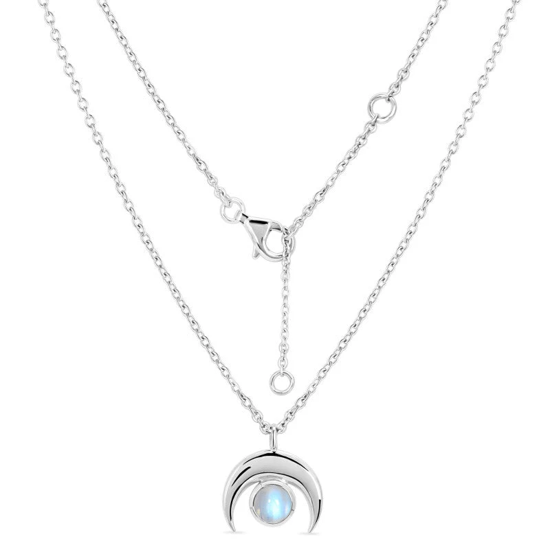 Crescent Moon Necklace With Rainbow Moonstone – Sterling Silver Pendant(Crescent Moonstone Necklace) 4 Crescent Moon Necklace With Rainbow Moonstone – Sterling Silver Pendant(Crescent Moonstone Necklace) - Image 4