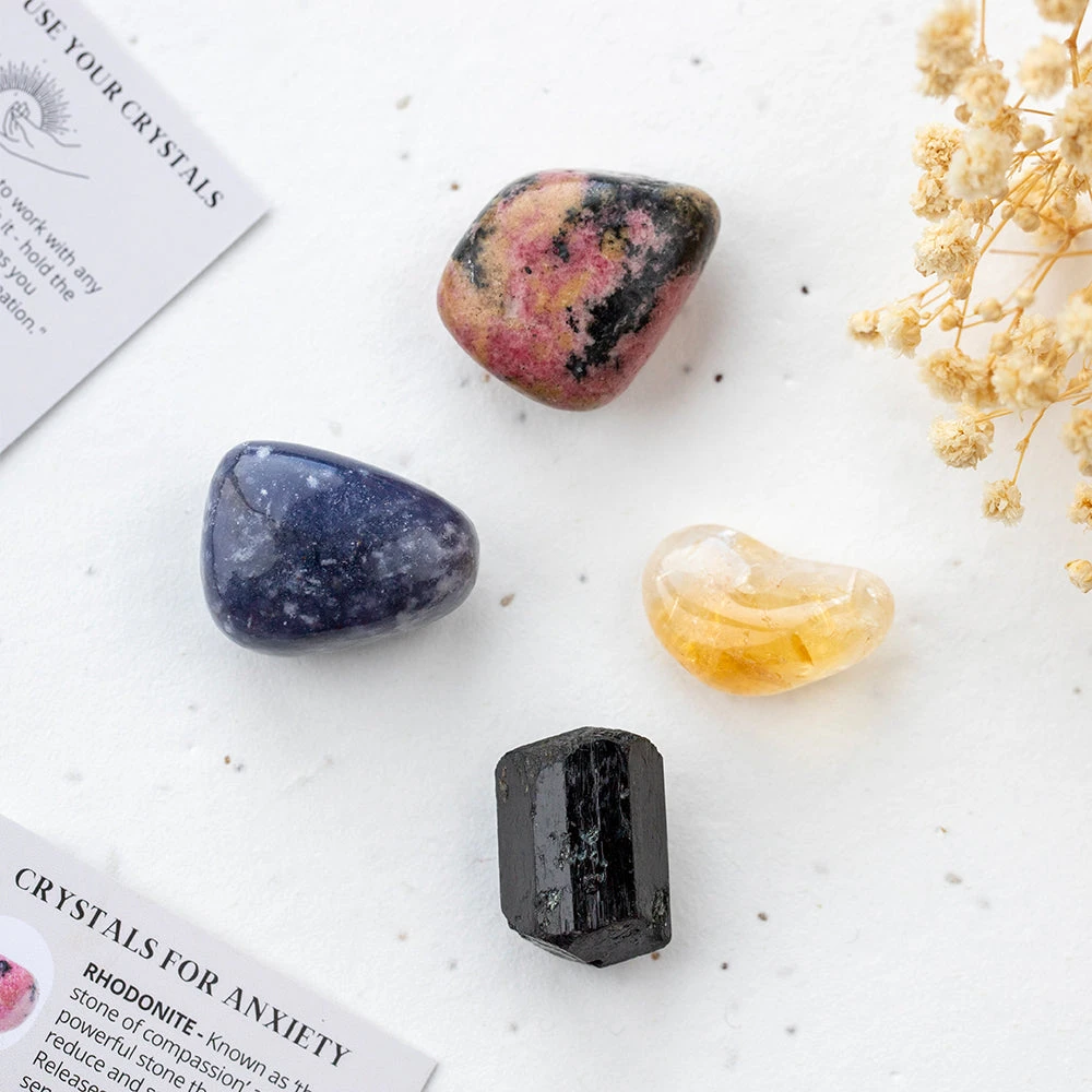 Anxiety Relief Crystal Set – 4 Healing Stones With Description Guide And Pouch(Crystal Energy Set Anxiety) 2 Anxiety Relief Crystal Set – 4 Healing Stones With Description Guide And Pouch(Crystal Energy Set Anxiety) - Image 2