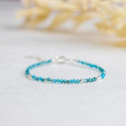 Blue Apatite Bracelet – Dainty Crystal Jewellery With Sterling Silver(Blue Apatite Bracelet Dainty) 5 Blue Apatite Bracelet – Dainty Crystal Jewellery With Sterling Silver(Blue Apatite Bracelet Dainty) -Djuna Jewelry Store dainty blue apatite 2