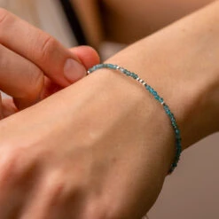 Blue Apatite Bracelet – Dainty Crystal Jewellery With Sterling Silver(Blue Apatite Bracelet Dainty)