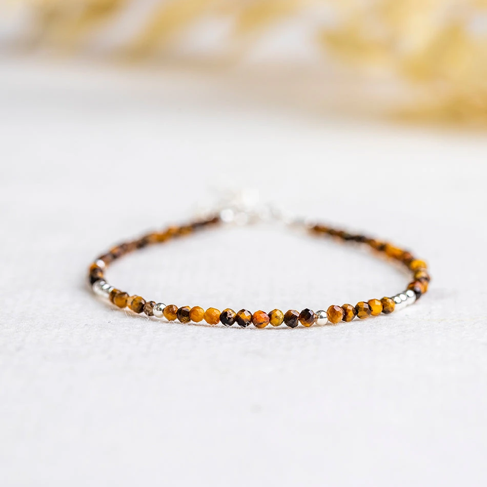 Tiger's Eye Bracelet – Dainty Crystal Jewellery With Sterling Silver(Tigers Eye Bracelet Dainty) 2 Tiger's Eye Bracelet – Dainty Crystal Jewellery With Sterling Silver(Tigers Eye Bracelet Dainty) - Image 2