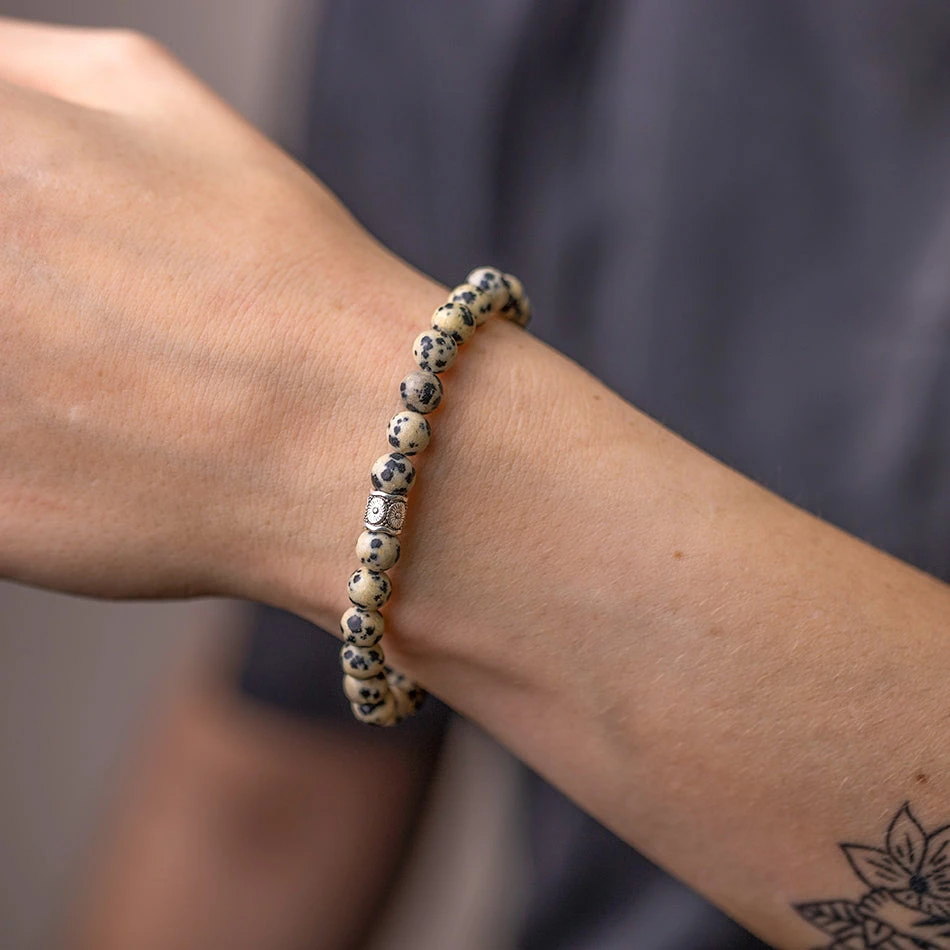Dalmatian Jasper Gemstone Bracelet 6mm(Dalmatian Jasper Gemstone Energy Bracelet) 3 Dalmatian Jasper Gemstone Bracelet 6mm(Dalmatian Jasper Gemstone Energy Bracelet) - Image 3