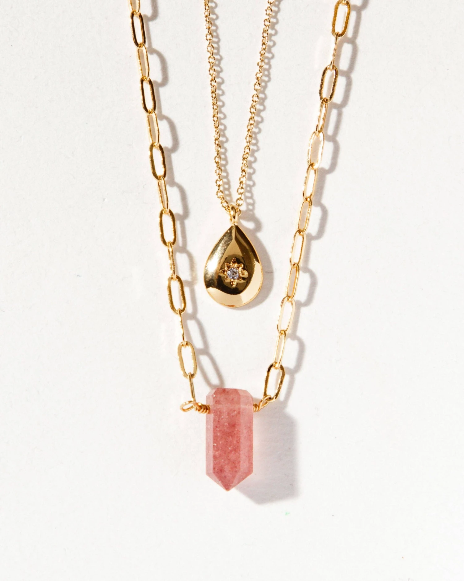 Layered Gold Necklace Set – Golden Aura Crystal Jewellery – Dainty Spiritual Pendant(Golden Drip Necklace Set) 3 Layered Gold Necklace Set – Golden Aura Crystal Jewellery – Dainty Spiritual Pendant(Golden Drip Necklace Set) - Image 3