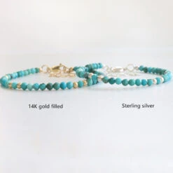 Turquoise Birthstone Bracelet – Dainty Faceted Beads, Handmade Jewellery(Turquoise Dainty Bracelet) 5 Turquoise Birthstone Bracelet – Dainty Faceted Beads, Handmade Jewellery(Turquoise Dainty Bracelet) -Djuna Jewelry Store december turquoise 2