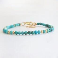 Turquoise Birthstone Bracelet β Dainty Faceted Beads, Handmade Jewellery(Turquoise Dainty Bracelet)