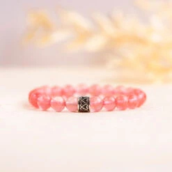 Cherry Quartz Gemstone Bracelet – 8mm Beads For Love, Vitality & Joy(Cherry Quartz Gemstone Bracelet Delara)