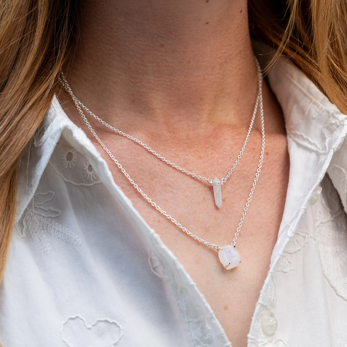 Rainbow Moonstone Crystal Radiance Sterling Silver Necklace(Moonstone Radiance Necklace) 4 Rainbow Moonstone Crystal Radiance Sterling Silver Necklace(Moonstone Radiance Necklace) - Image 4