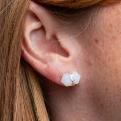 Rainbow Moonstone Pencil Point Stud Earrings Sterling Silver(Rainbow Moonstone Pencil Point Studs) 7 Rainbow Moonstone Pencil Point Stud Earrings Sterling Silver(Rainbow Moonstone Pencil Point Studs) -Djuna Jewelry Store double point earring 3