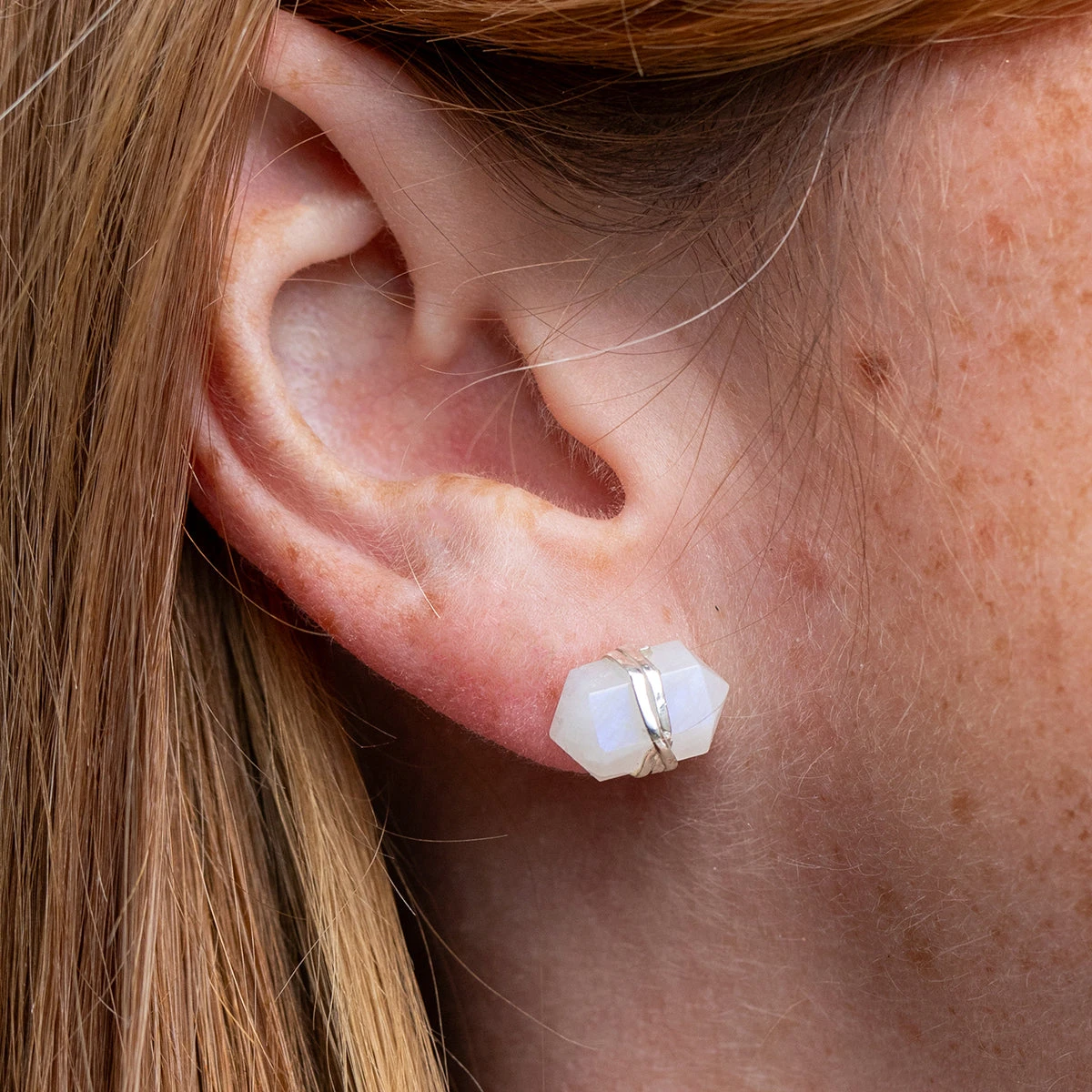 Rainbow Moonstone Pencil Point Stud Earrings Sterling Silver(Rainbow Moonstone Pencil Point Studs) 3 Rainbow Moonstone Pencil Point Stud Earrings Sterling Silver(Rainbow Moonstone Pencil Point Studs) - Image 3