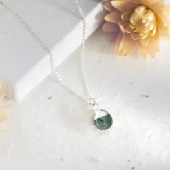 Teardrop Emerald Gemstone Necklace - Sterling Silver(Teardrop Emerald Necklace Sterling Silver)