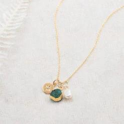 Emerald North Star Charm Necklace (May Birthstone)(Emerald Charm Necklace)
