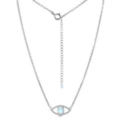 Rainbow Moonstone Celestial Guardian Sterling Silver Necklace(Celestial Guardian Necklace Rainbow Moonstone) -Djuna Jewelry Store evil eye packshot 2