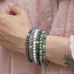 White Howlite Beaded Bracelet – Essential 6mm Gemstone Healing Crystal Jewellery(White Howlite Essential Bracelet 6mm) 9 White Howlite Beaded Bracelet – Essential 6mm Gemstone Healing Crystal Jewellery(White Howlite Essential Bracelet 6mm) -Djuna Jewelry Store feature bracelets 3