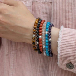 Garnet Beaded Bracelet – Essential 6mm Gemstone Crystal Jewellery(Garnet Essential Bracelet 6mm) -Djuna Jewelry Store feature red jasper 1 1