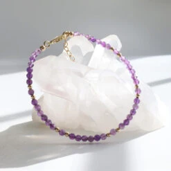 Amethyst February Birthstone Bracelet – Dainty Faceted Beads, Handmade Jewellery(Amethyst Dainty Bracelet) 5 Amethyst February Birthstone Bracelet – Dainty Faceted Beads, Handmade Jewellery(Amethyst Dainty Bracelet) -Djuna Jewelry Store february amethyst 2