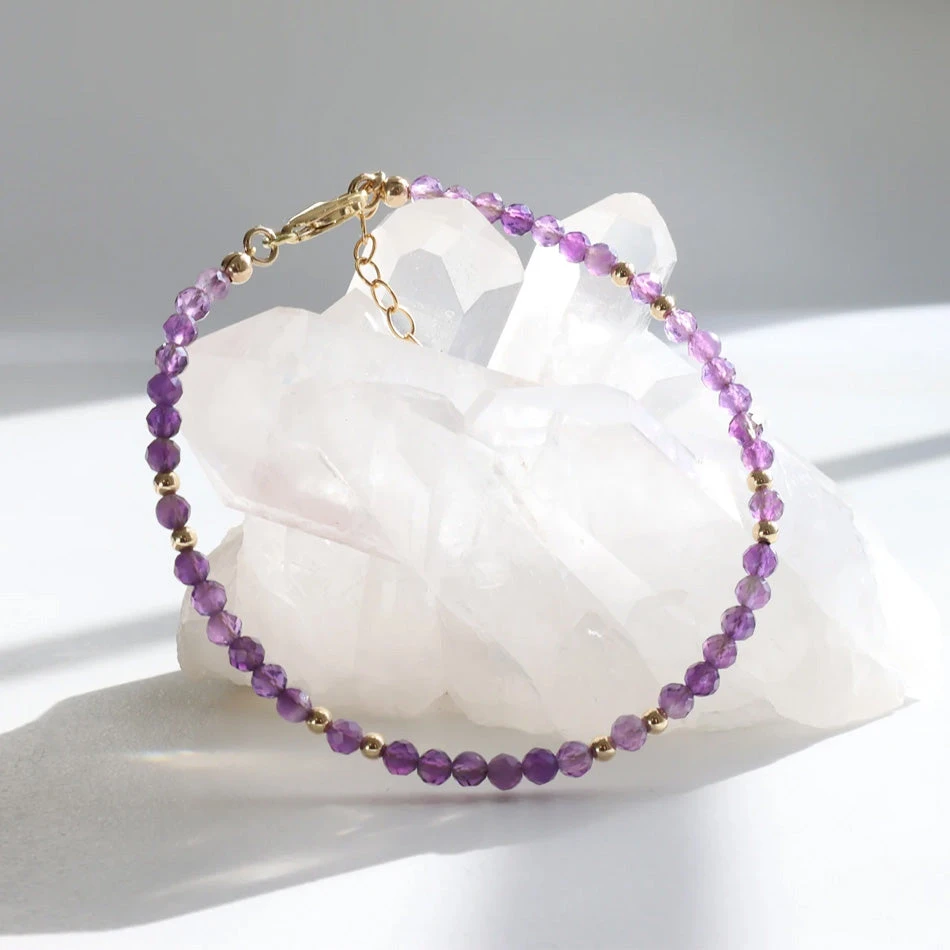 Amethyst February Birthstone Bracelet – Dainty Faceted Beads, Handmade Jewellery(Amethyst Dainty Bracelet) 3 Amethyst February Birthstone Bracelet – Dainty Faceted Beads, Handmade Jewellery(Amethyst Dainty Bracelet) - Image 3