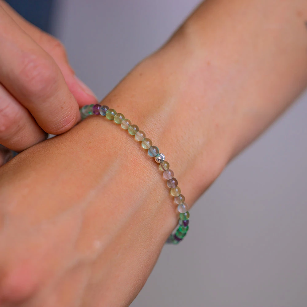 Rainbow Fluorite Gemstone Bracelet 4mm(Fluorite Gemstone Bracelet 4mm) 3 Rainbow Fluorite Gemstone Bracelet 4mm(Fluorite Gemstone Bracelet 4mm) - Image 3