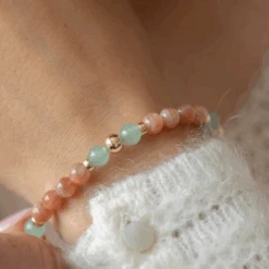 Sunstone And Aventurine Bracelet 6mm β Gold Accents(Sunstone And Aventurine Bracelet 6mm Gold Accents)