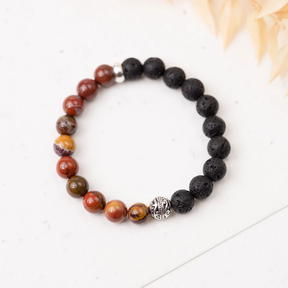 Petrified Wood And Lava Stone Bracelet 8mm(Petrified Wood Lava Stone Bracelet 8mm) 2 Petrified Wood And Lava Stone Bracelet 8mm(Petrified Wood Lava Stone Bracelet 8mm) - Image 2