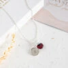Sterling Silver Garnet Necklace – Teardrop Gem With Personalised Initial(Initial Teardrop Garnet Necklace Sterling Silver)