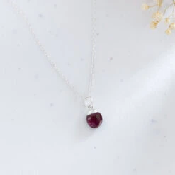Teardrop Ruby Gemstone Necklace - Sterling Silver(Teardrop Ruby Necklace Sterling Silver)