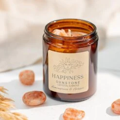 Sunstone Crystal Candle – Boost Joy & Confidence, Handmade Soy Candle(Sunstone Crystal Candle Happiness) 6 Sunstone Crystal Candle – Boost Joy & Confidence, Handmade Soy Candle(Sunstone Crystal Candle Happiness) -Djuna Jewelry Store happiness candle