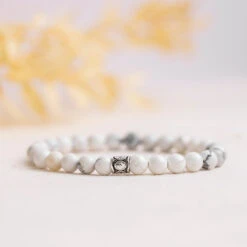 White Howlite Gemstone Bracelet 6mm(White Jasper Energy Bracelet)