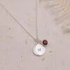 Personalised January Birthstone Necklace - Burgundy(Engraved Birthstone Necklace January)