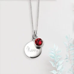 Personalised July Birthstone Necklace - Ruby Crystal(Engraved Birthstone Necklace July) 9 Personalised July Birthstone Necklace - Ruby Crystal(Engraved Birthstone Necklace July) -Djuna Jewelry Store july birthstone
