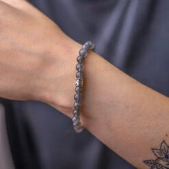 Labradorite Bracelet – 6mm Crystal Beads, Sterling Silver Accents(Labradorite Gemstone Energy Bracelet) -Djuna Jewelry Store labradorite 3