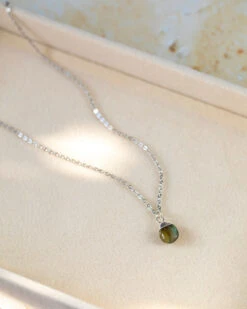 Labradorite Necklace - Tumbled Teardrop Pendant - Soul Sister(Labradorite Tumbled Stone Necklace Soul Sister) -Djuna Jewelry Store labradorite soul sister 3