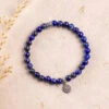Lapis Lazuli Gemstone Bracelet With Heart Charm 6mm(Lapis Lazuli Gemstone Bracelet)