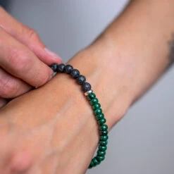 Nature's Balance Malachite And Lava Stone Bracelet 6mm(Malachite And Lava Stone Gemstone Bracelet 6mm)