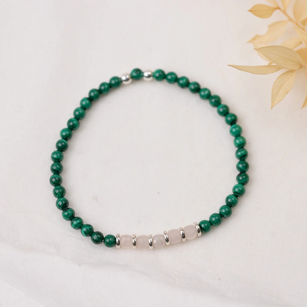 Heart Healer Gemstone Braceletwith Malachite And Rose Quartz 4mm Beads(Heart Healer Gemstone Bracelet 4mm) 2 Heart Healer Gemstone Braceletwith Malachite And Rose Quartz 4mm Beads(Heart Healer Gemstone Bracelet 4mm) - Image 2