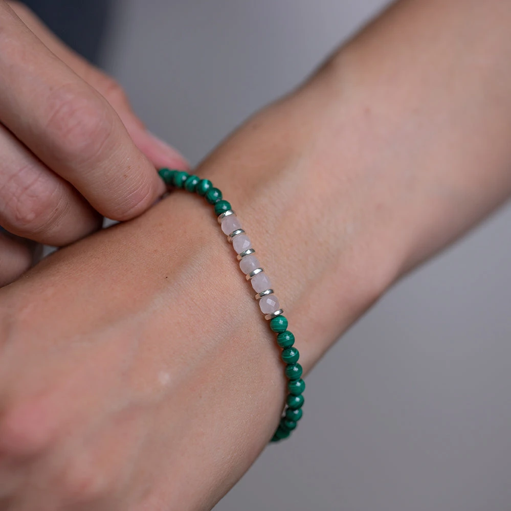 Heart Healer Gemstone Braceletwith Malachite And Rose Quartz 4mm Beads(Heart Healer Gemstone Bracelet 4mm) 3 Heart Healer Gemstone Braceletwith Malachite And Rose Quartz 4mm Beads(Heart Healer Gemstone Bracelet 4mm) - Image 3