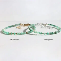 Emerald Birthstone Bracelet – Dainty Faceted Beads, Handmade Jewellery(Emerald Dainty Bracelet) 5 Emerald Birthstone Bracelet – Dainty Faceted Beads, Handmade Jewellery(Emerald Dainty Bracelet) -Djuna Jewelry Store may emerald 2