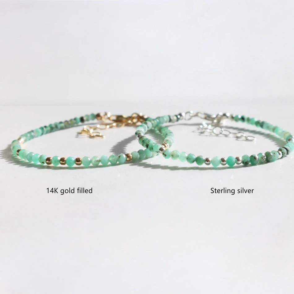 Emerald Birthstone Bracelet – Dainty Faceted Beads, Handmade Jewellery(Emerald Dainty Bracelet) 3 Emerald Birthstone Bracelet – Dainty Faceted Beads, Handmade Jewellery(Emerald Dainty Bracelet) - Image 3
