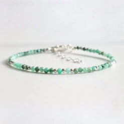 Emerald Birthstone Bracelet – Dainty Faceted Beads, Handmade Jewellery(Emerald Dainty Bracelet)