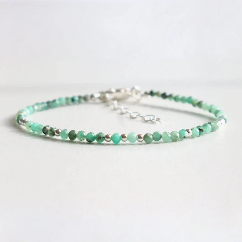 Emerald Birthstone Bracelet – Dainty Faceted Beads, Handmade Jewellery(Emerald Dainty Bracelet) 1 Emerald Birthstone Bracelet – Dainty Faceted Beads, Handmade Jewellery(Emerald Dainty Bracelet)