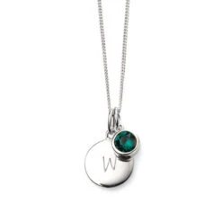 Personalised May Birthstone Necklace - Emerald(Engraved Birthstone Necklace May) -Djuna Jewelry Store may initial
