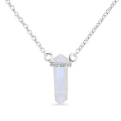 Rainbow Moonstone Crystal Radiance Sterling Silver Necklace(Moonstone Radiance Necklace) 6 Rainbow Moonstone Crystal Radiance Sterling Silver Necklace(Moonstone Radiance Necklace) -Djuna Jewelry Store mini point packshot