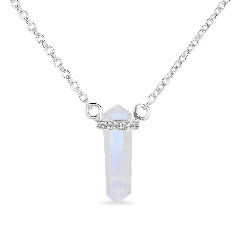 Rainbow Moonstone Crystal Radiance Sterling Silver Necklace(Moonstone Radiance Necklace) 3 Rainbow Moonstone Crystal Radiance Sterling Silver Necklace(Moonstone Radiance Necklace) - Image 3